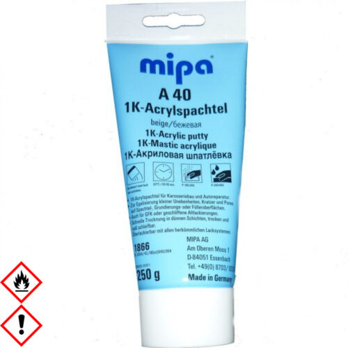 mipa A40 Feinspachtel-Acrylspachtel-Reparaturspachtel Beige 250Gramm Tube 289250001